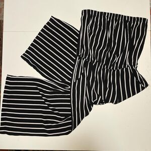 Black & White Striped Strapless Jumpsuit